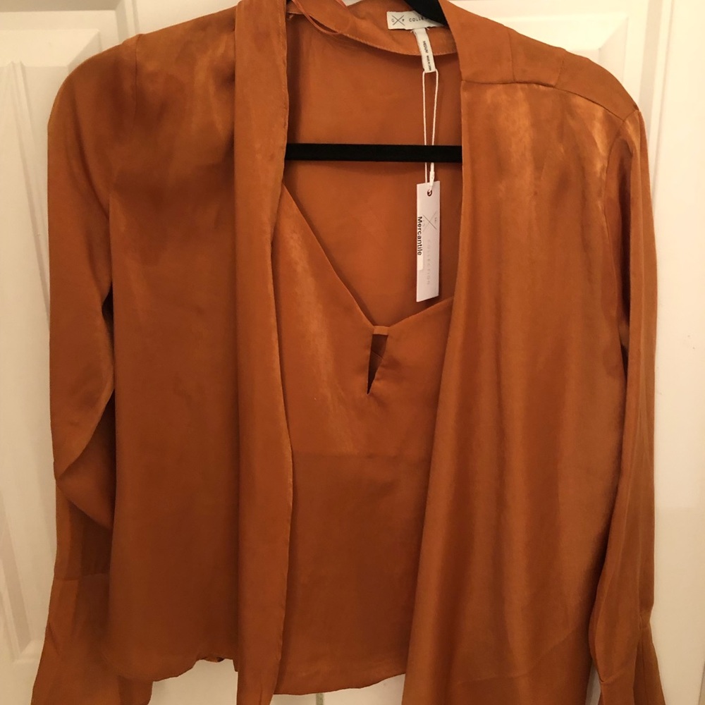 Burnt orange top and cardigan